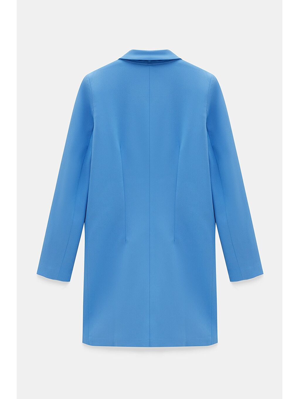 İndigo Kadın Oversize Dokuma Uzun Busines Ceket - Kapak Detaylı-4