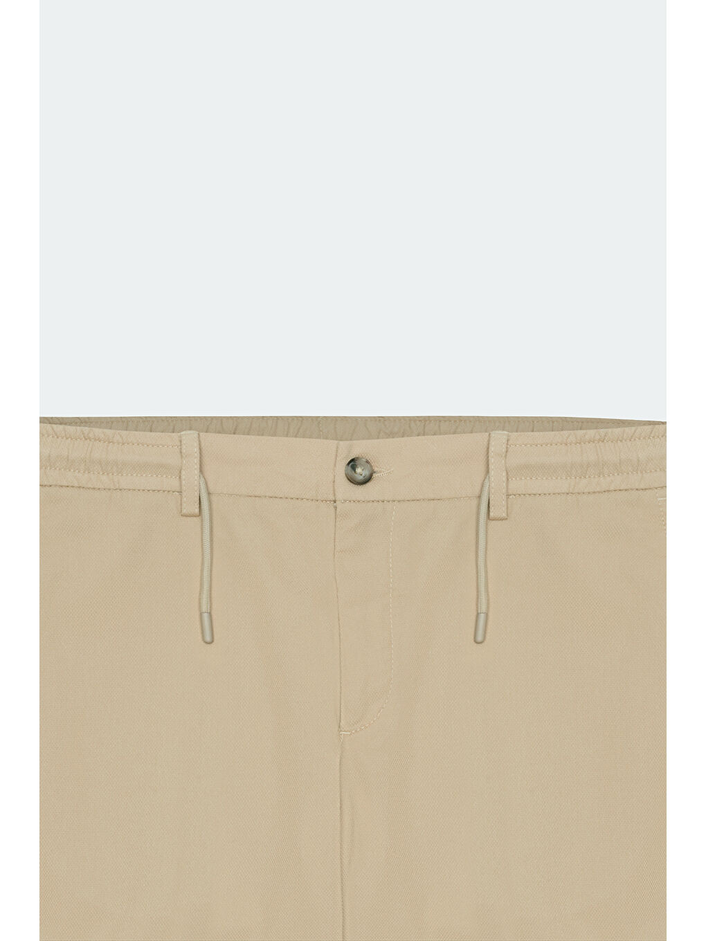 Erkek Bej Comfort Fit Rahat Kesim Pamuklu Beli Bağlamalı Yan Cepli Armürlü Pantolon-5