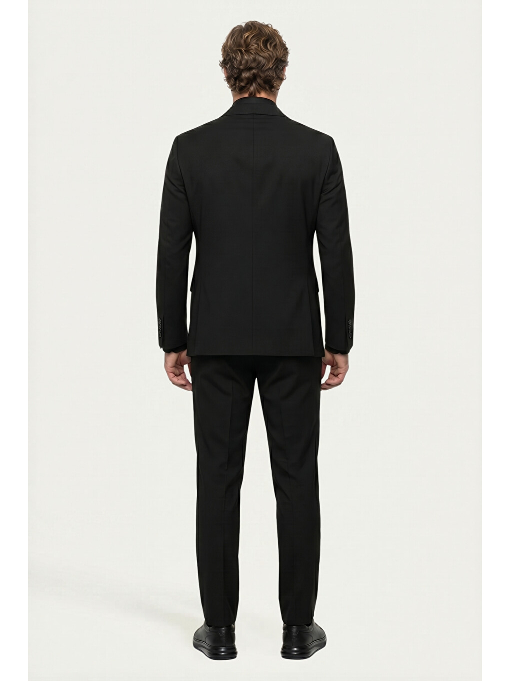 Siyah 7 Drop Slim Fit Dar Kesim Mono Yaka Elastanlı Düz Takım Elbise-3