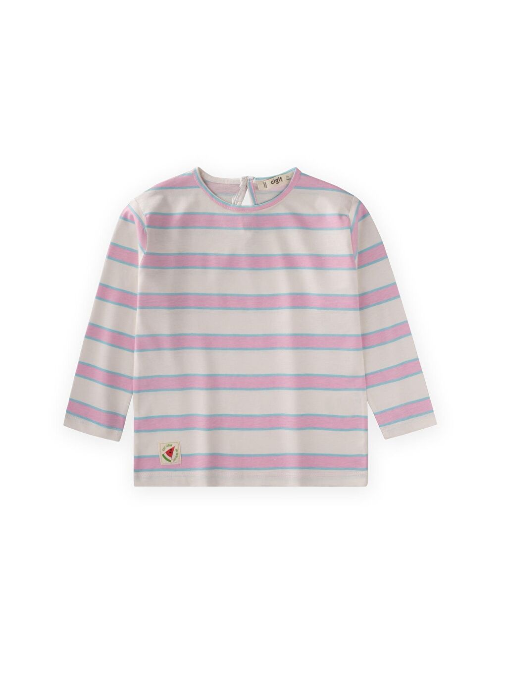 Çizgili Uzun Kollu T-Shırt 2-8 Yaş Pembe Mavi Çizgili