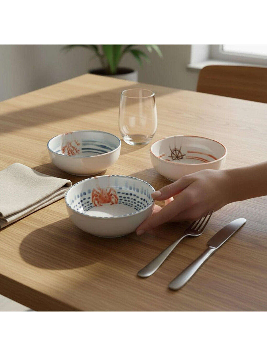 Ekru Ece Mare  3 Parça 14 cm Salata & Çorba Kasesi 5534-1