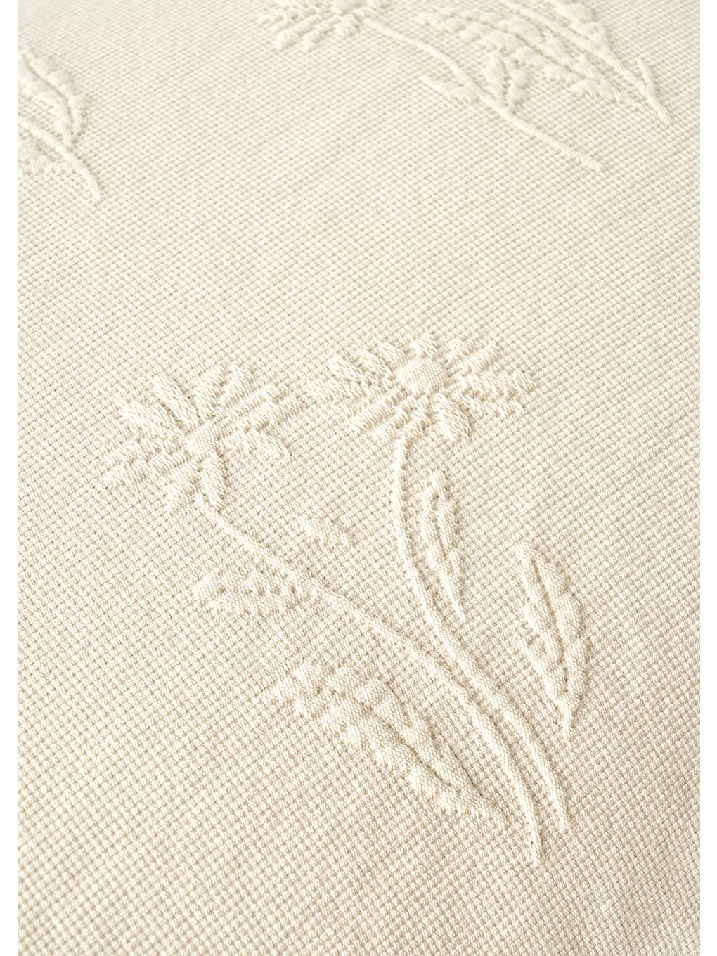 %100 Pamuk Daisy Jakarlı Çift Kişilik Yatak Örtüsü Seti Bej (240x260 cm)-4