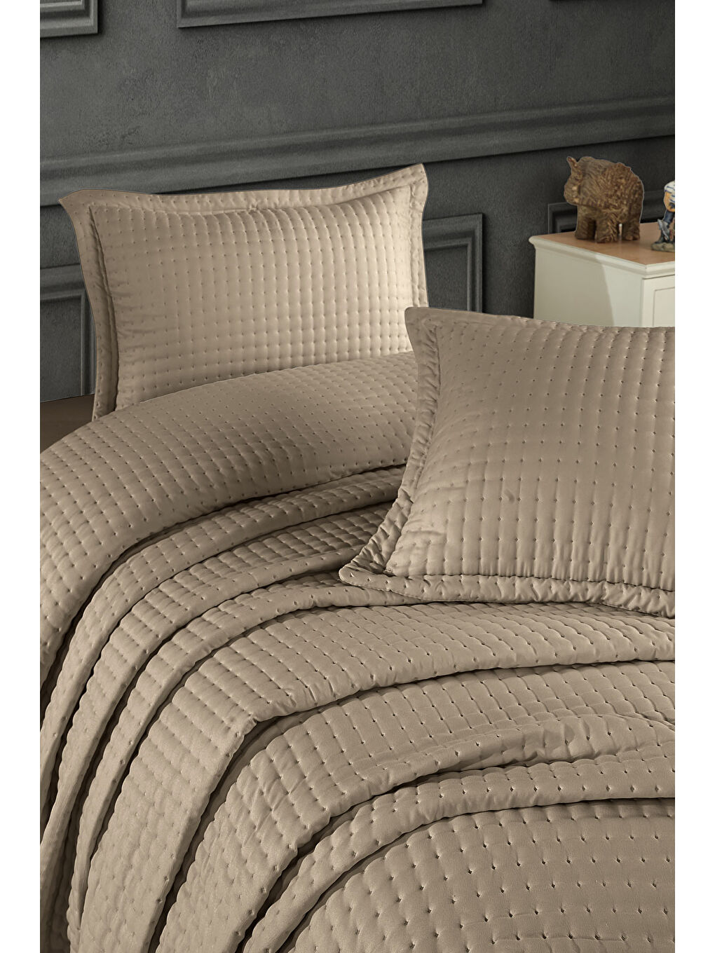 Alinda Çift Kişilik Yatak Örtüsü Seti (240x260 cm) Bej-3