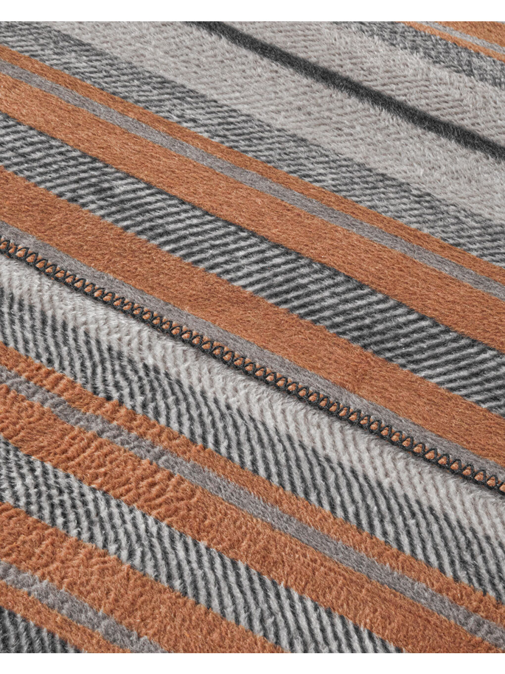 Bold Stripe Pamuk Akrilik Çift Kişilik Battaniye 200x220 cm Koyu Gri-2