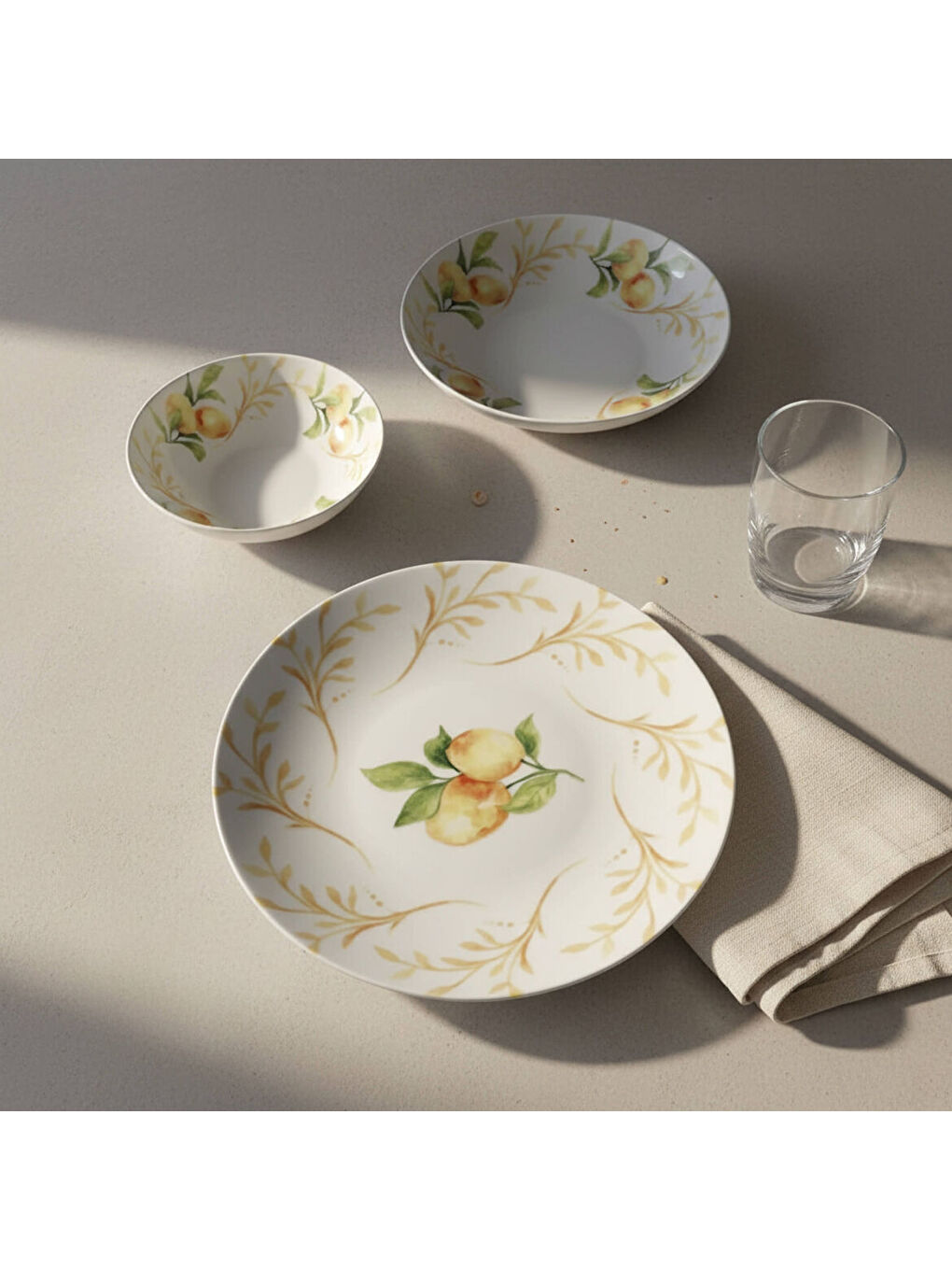 Ekru Lemon Touch  12 Parça 4 Kişilik Yemek Takımı 5692