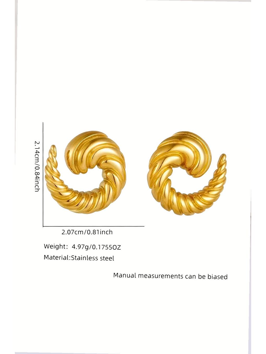 Sarı Altın Renkli Çelik Vintage Kruvasan Küpe-2