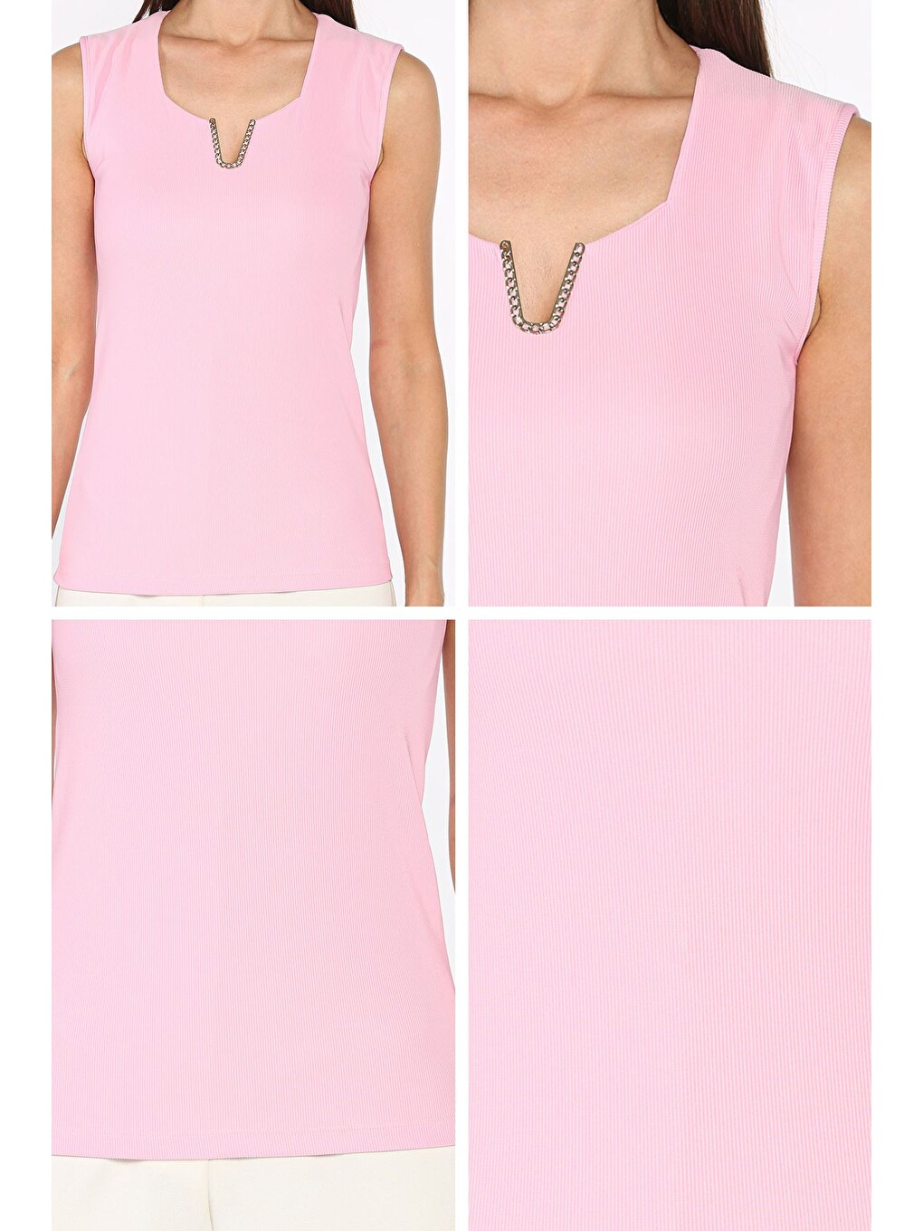 Pembe Kadın Gold Toka Detaylı Ottoman Bluz-4