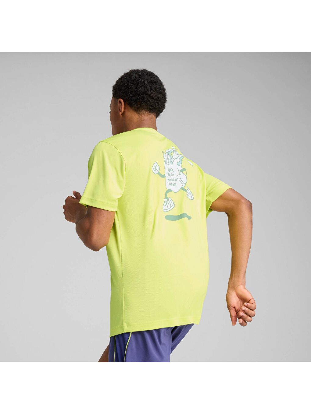 Sarı GRAPHICS Slogan Erkek Koşu Tişörtü-2