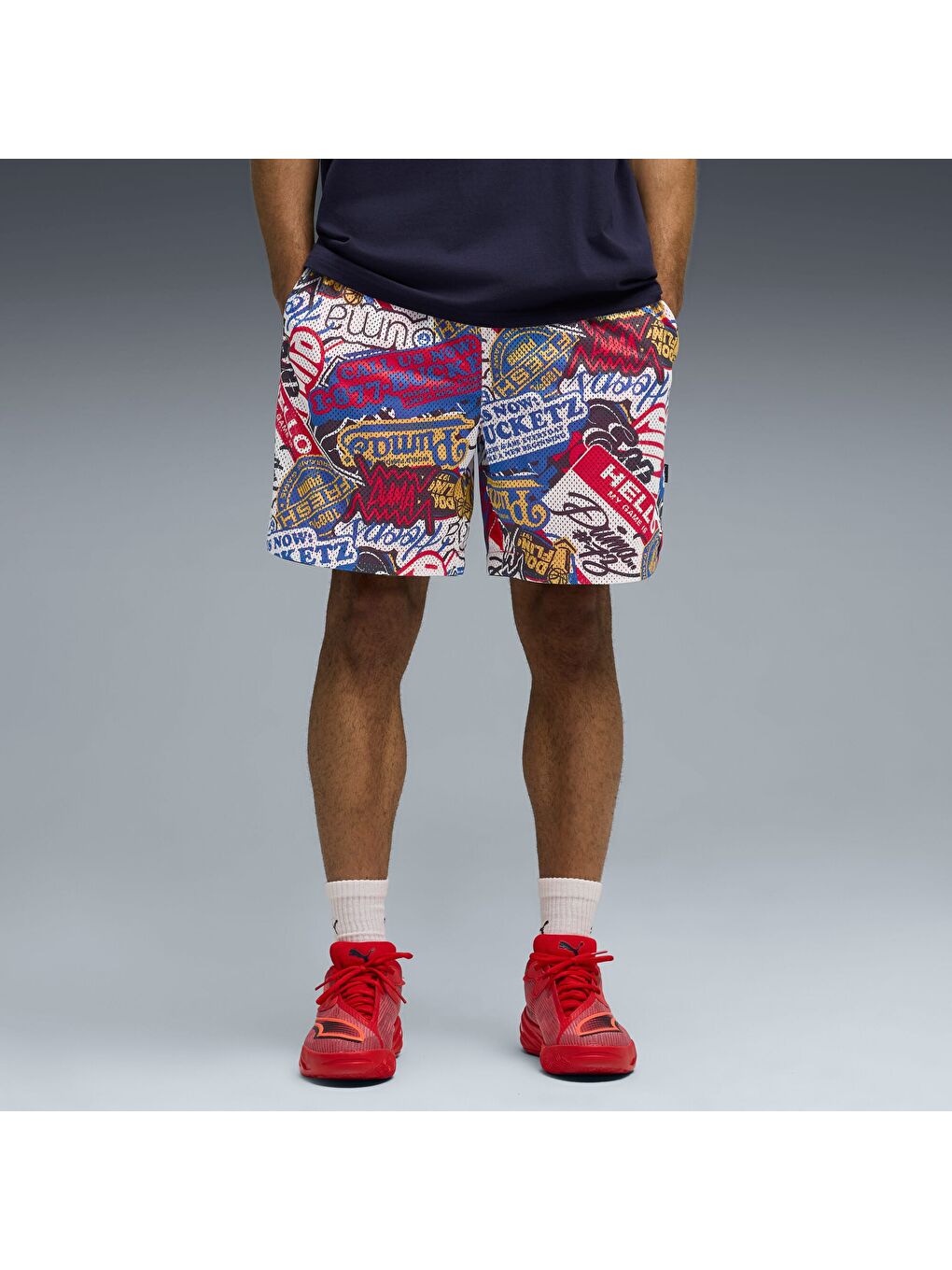 Kırmızı HooperHOTLINE Baskılı 7" Erkek Şort-4