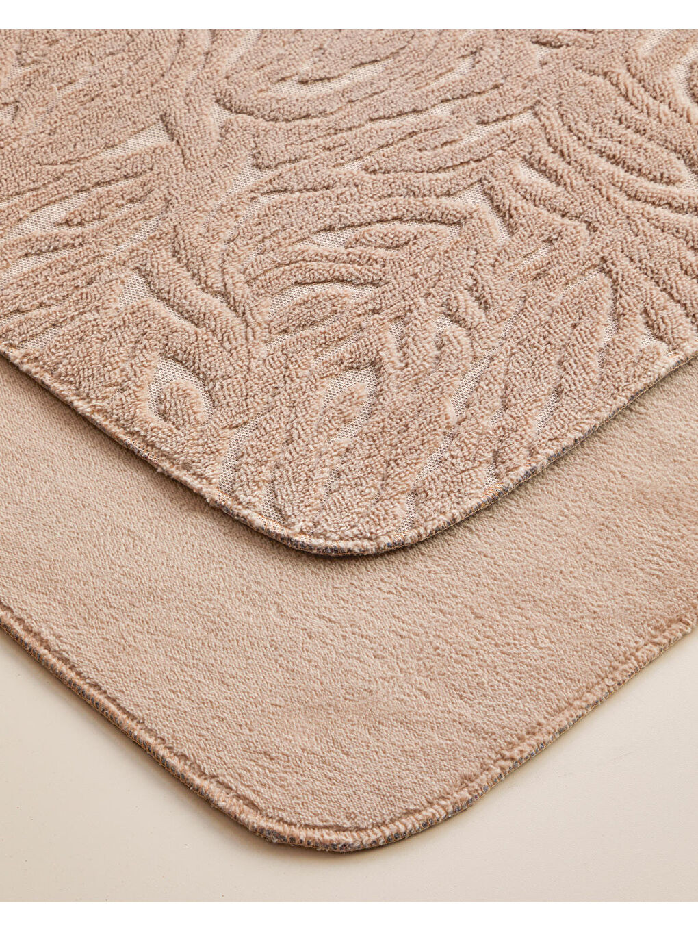Strala Banyo Paspası Seti 60x100 cm + 50x60 cm Koyu Bej-1