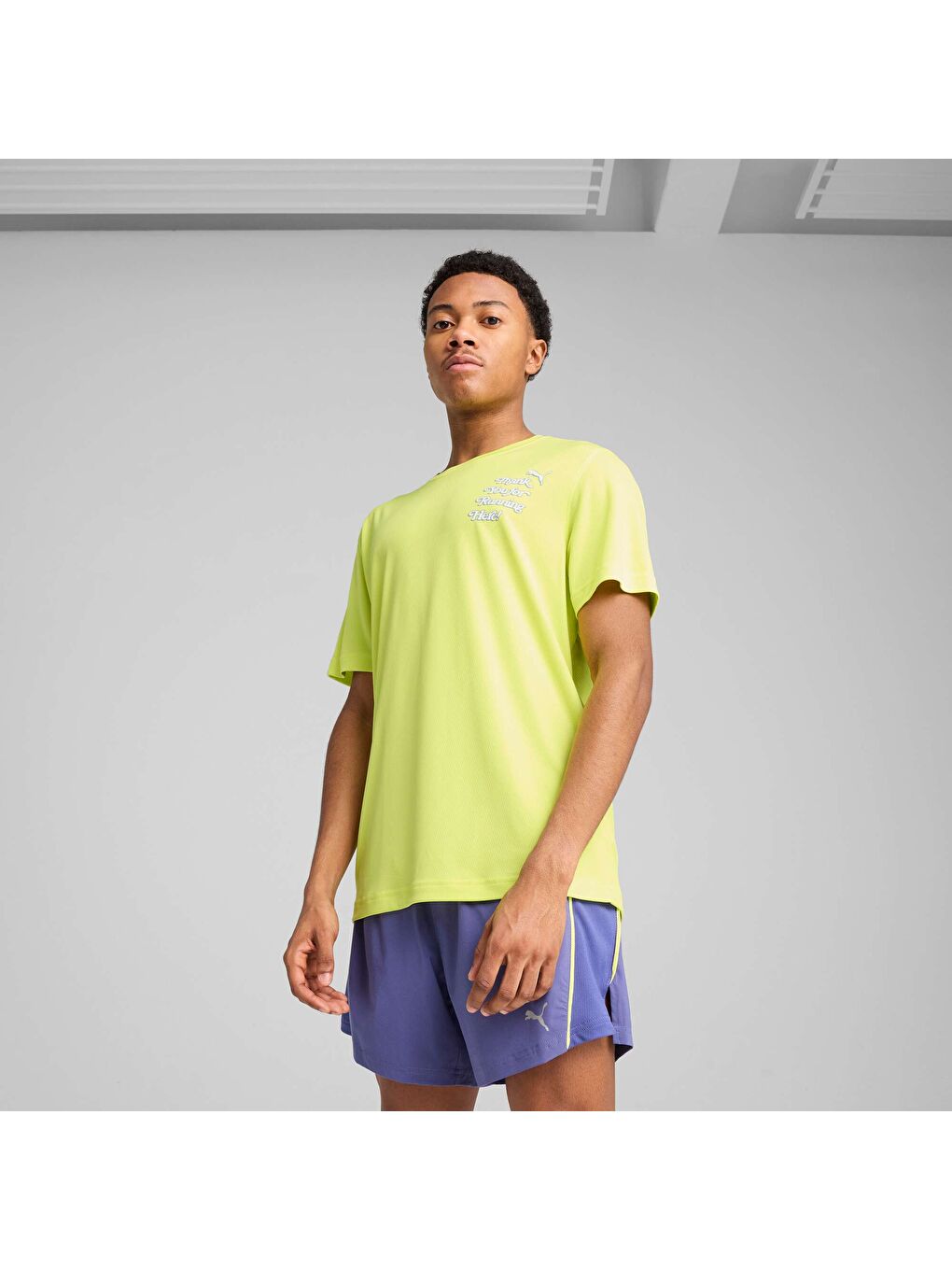 Sarı GRAPHICS Slogan Erkek Koşu Tişörtü-4