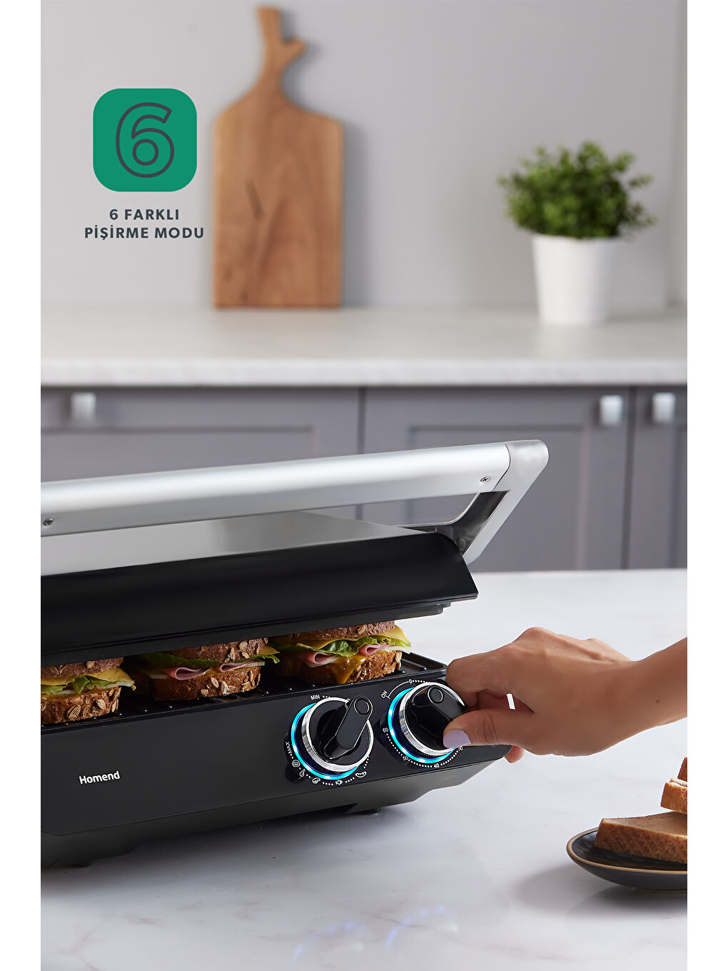 Grilliant 1342H 3 in 1 Inox Gövde Çift Taraflı XL Döküm Plaka Tost ve Izgara Makinesi-4