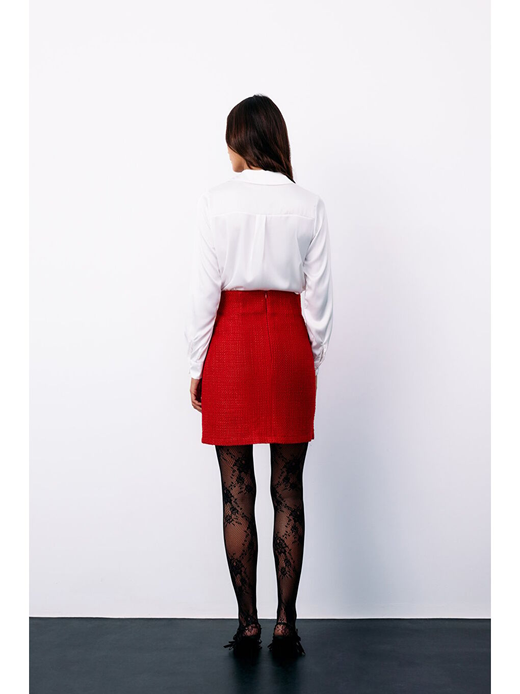 Aksesuar Detaylı Tüvit Etek - Kırmızı-7