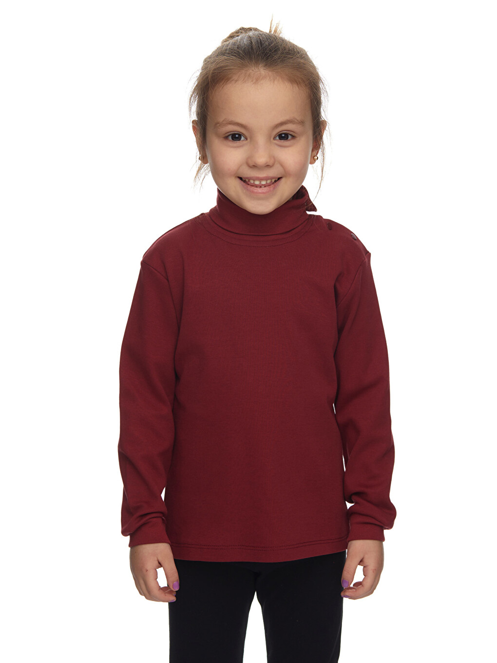 Bordo Kız Çocuk Çıtçıtlı Tam Balıkçı Kışlık Basic Badi