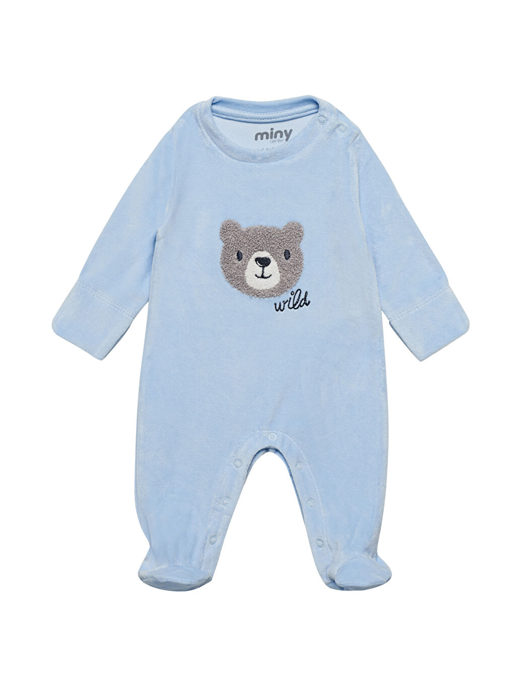 Mavi Erkek Bebek Kadife Tulum-2