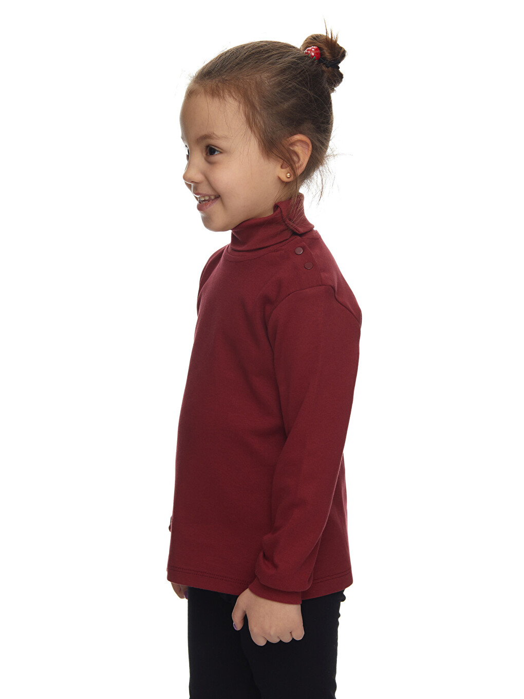 Bordo Kız Çocuk Çıtçıtlı Tam Balıkçı Kışlık Basic Badi-1