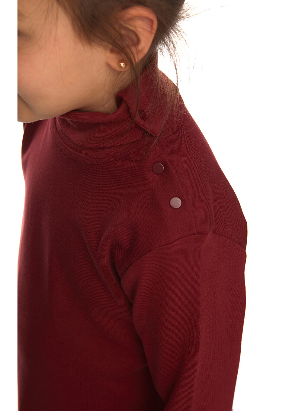 Bordo Kız Çocuk Çıtçıtlı Tam Balıkçı Kışlık Basic Badi-2