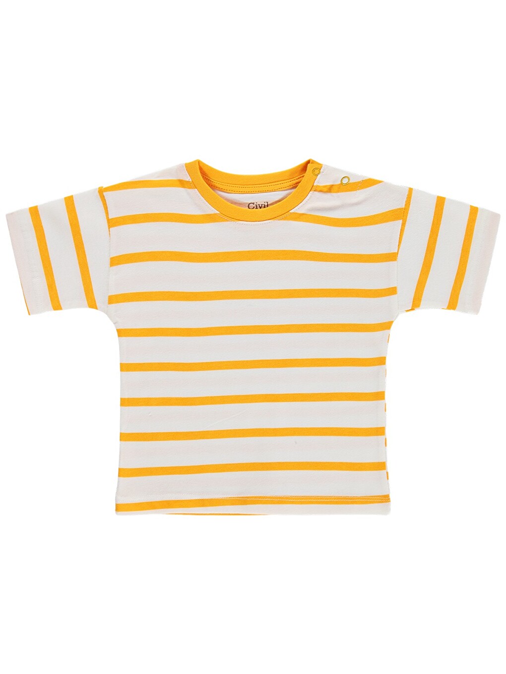 Kahverengi Baby Çizgili 6-18 Ay Tişört - Hardal-1