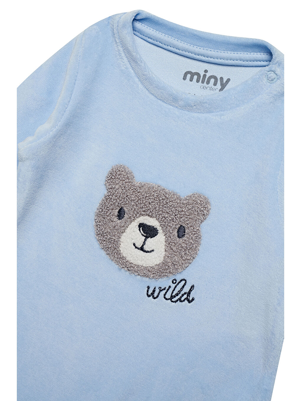 Mavi Erkek Bebek Kadife Tulum-5