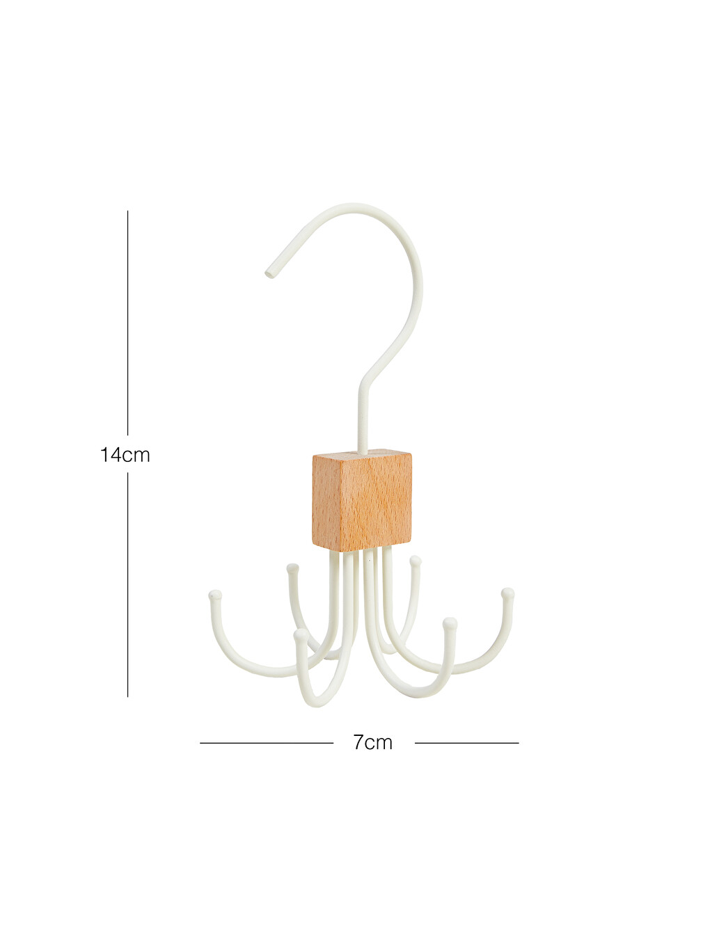 2'li 6 Kancalı Mat Beyaz Renk Kauçuk Kaplamalı Metal Çok Amaçlı Askı 14 x 7 cm-5