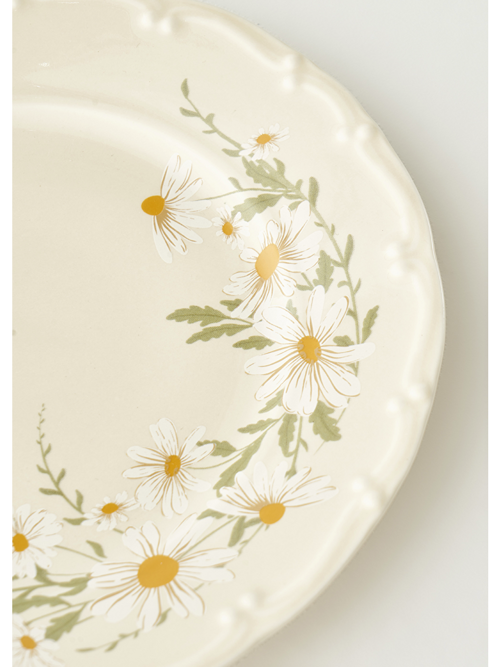 Ekru Daisy Porselen 6'lı Pasta Tabağı Krem (20 cm)-2