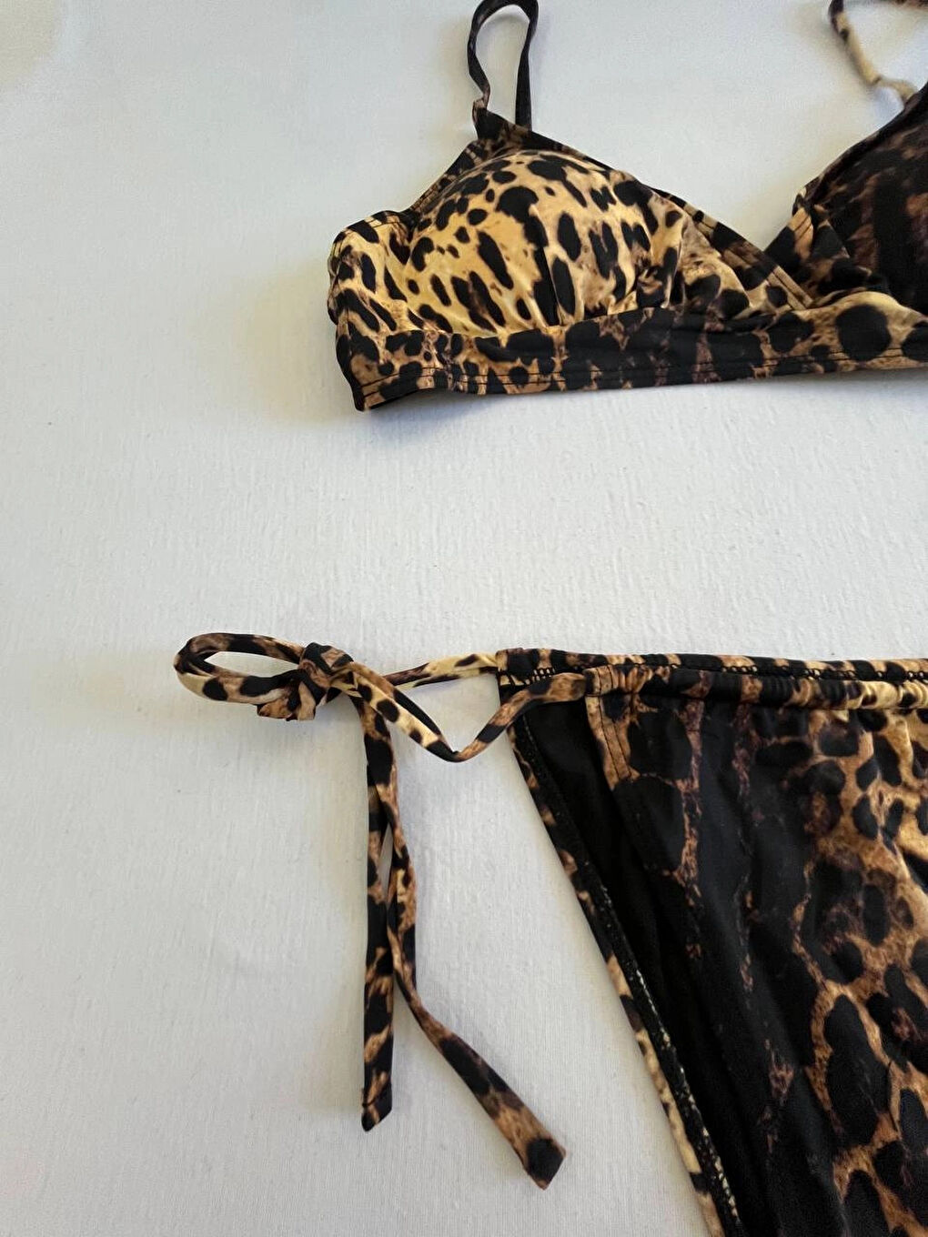 Kadın Kahverengi Leopar Desen Bikini Takımı HZL25S-LC3119-1