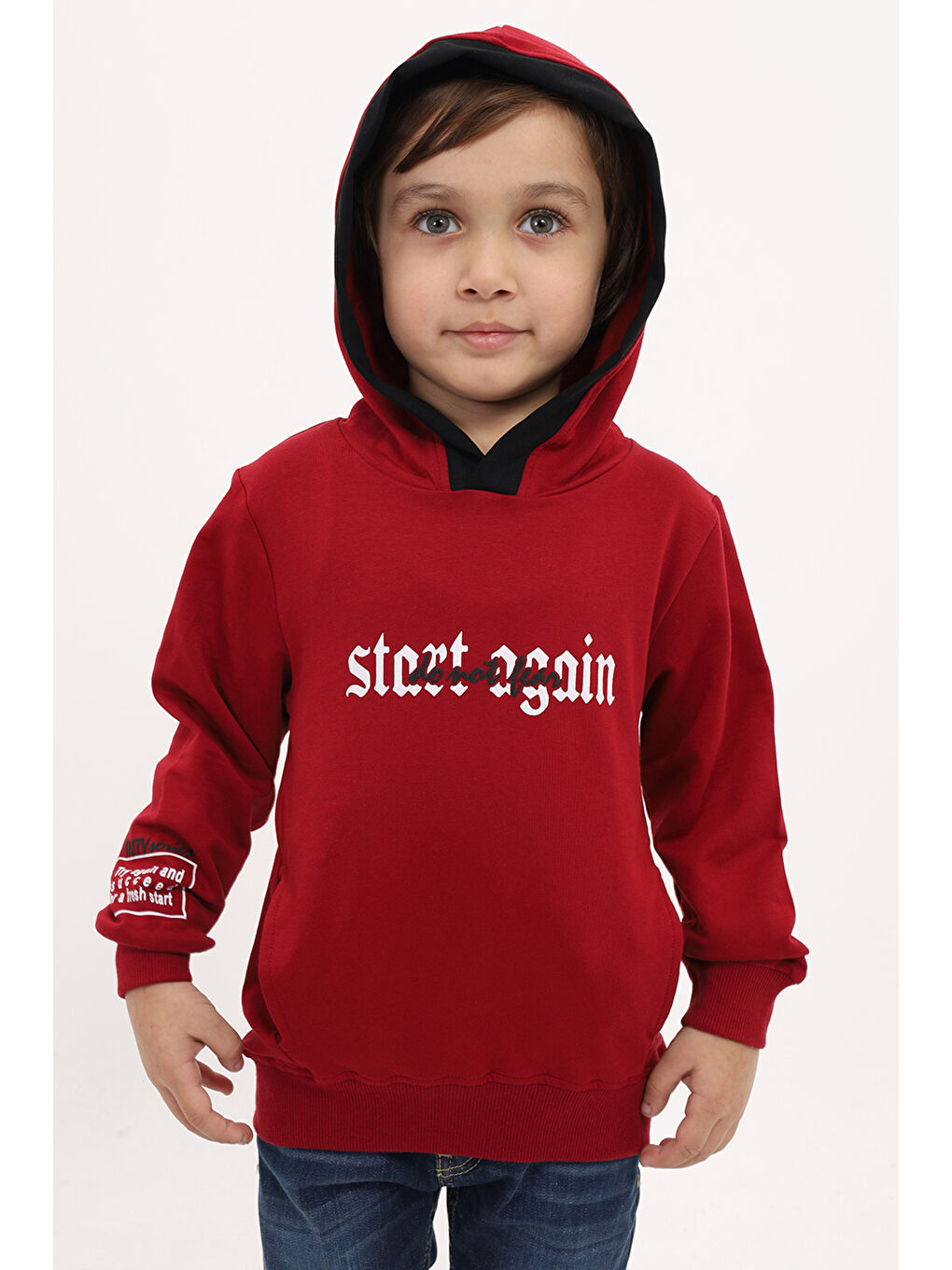 Bordo Erkek Çocuk Baskılı Sweatshirt