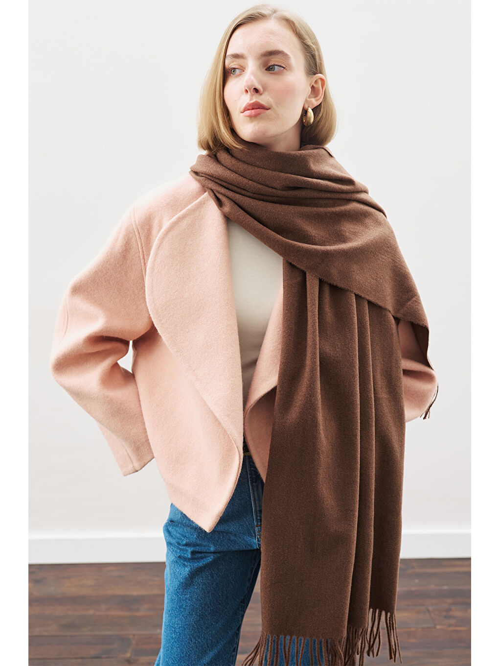 Kaşmir Dokulu Şal Kahverengi