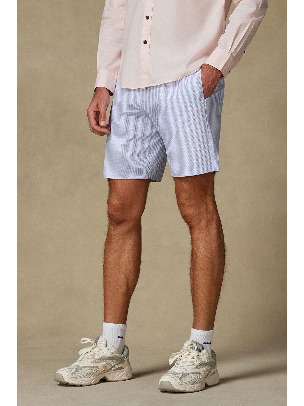 Sky Dobby Pamuklu Comfort Fit Açık Mavi Erkek Desenli Şort-2