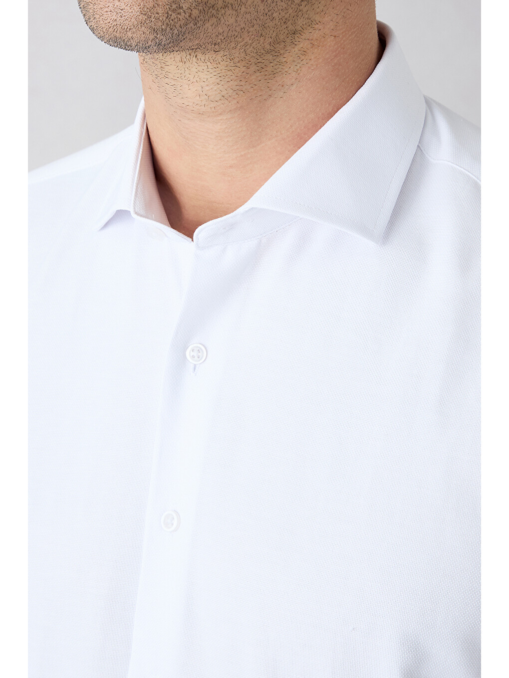 Beyaz Uzun Kol Slim Fit İtalyan Yaka Oxford 4 Mevsim Pamuklu Kolay Ütülenebilir Klasik Gömlek-2