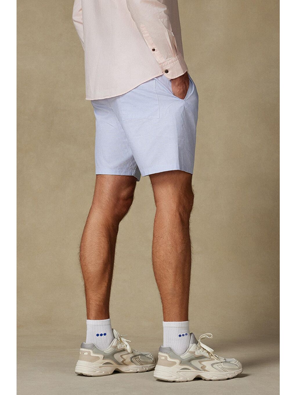 Sky Dobby Pamuklu Comfort Fit Açık Mavi Erkek Desenli Şort-3