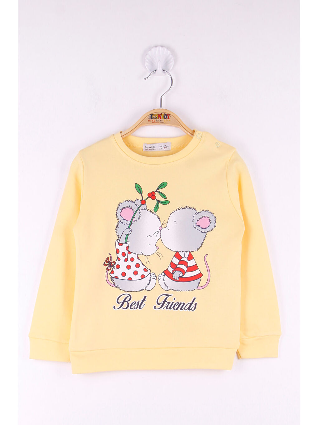 Sarı Kız Çocuk Best Friend Baskılı Pamuklu Sweatshirt