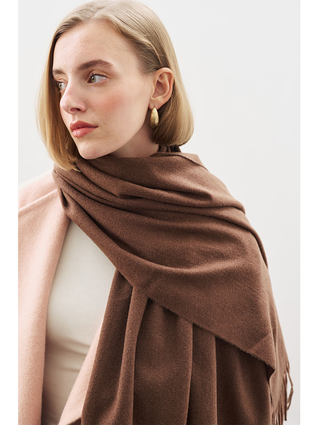 Kaşmir Dokulu Şal Kahverengi-1