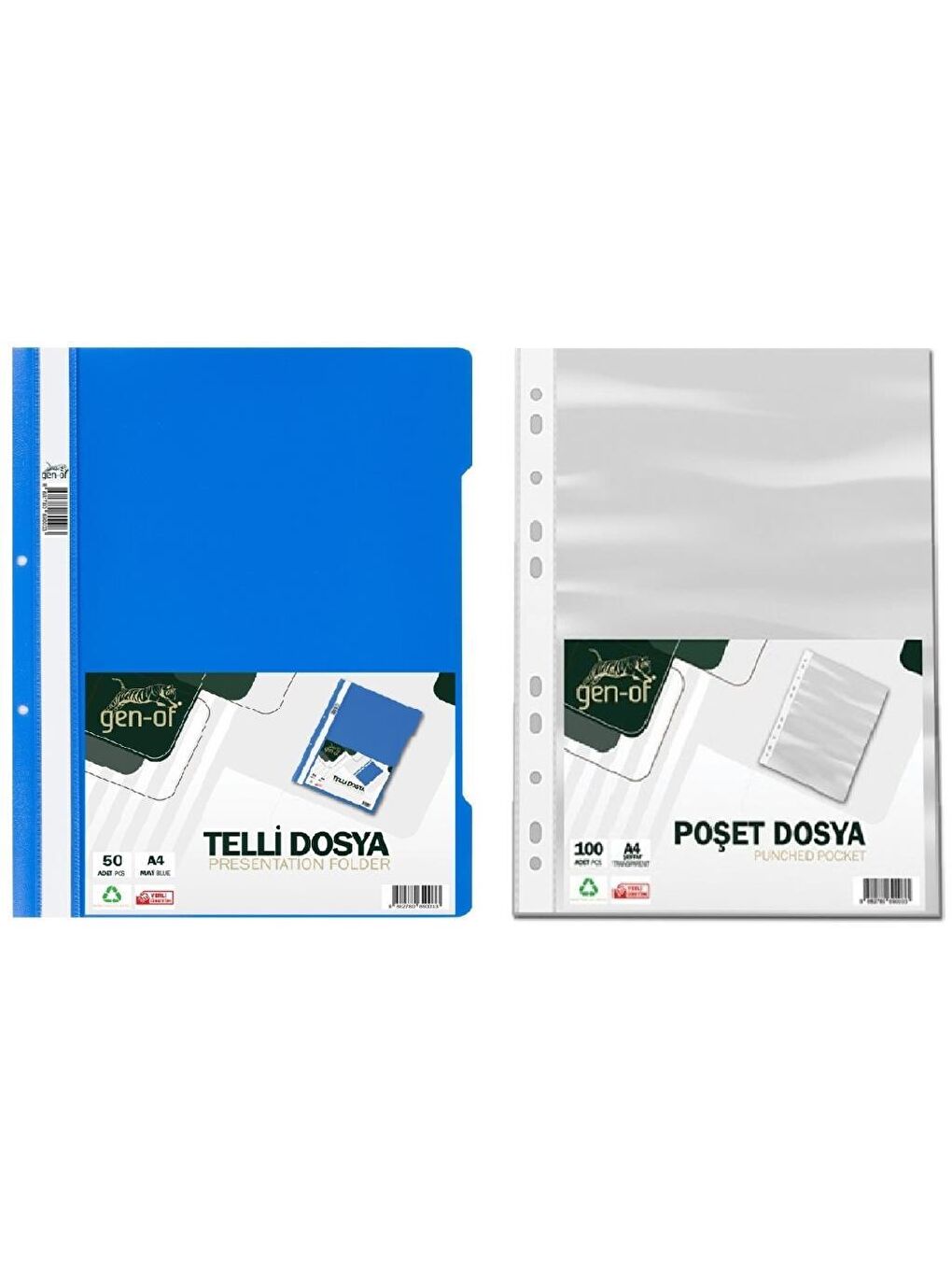 Telli Dosya Mavi 50 Li-Poşet Dosya 100 Lü