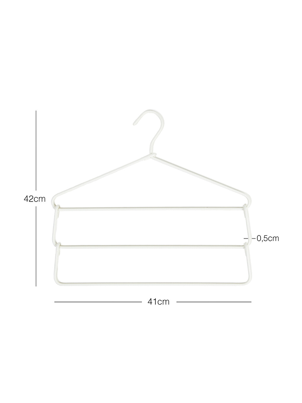 2'li 3 Katlı Ekru Renk Kumaş Kaplı Metal Giysi Askısı 42 x 41 x 0.5 cm-5