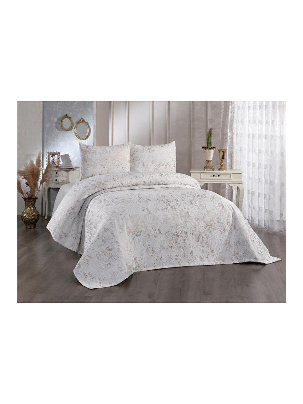 Karışık Slayka Yatak Örtüsü Krem Cappucino-1