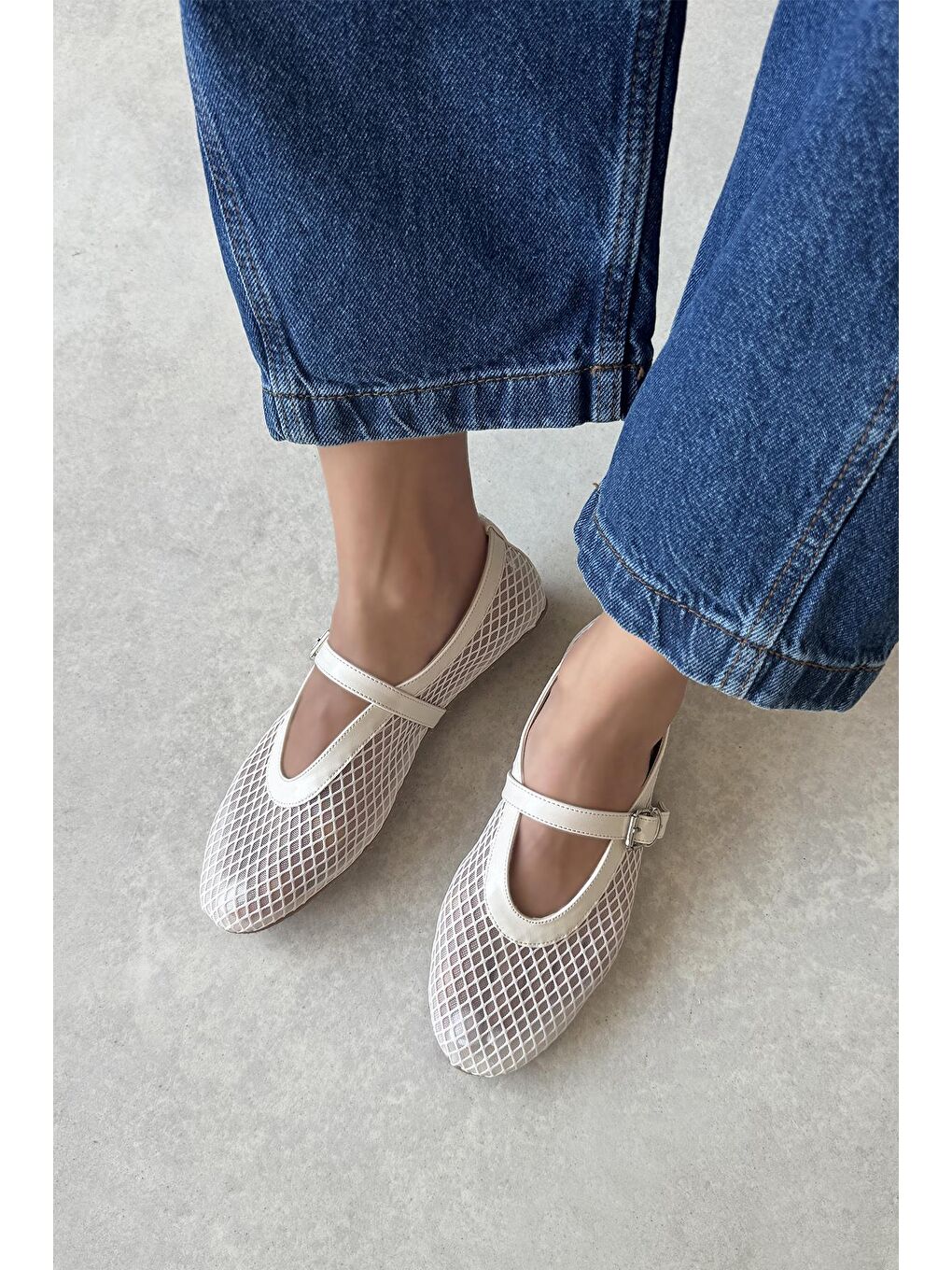 Ekru Carol Kadın File Detay Dantel Babet Krem-1