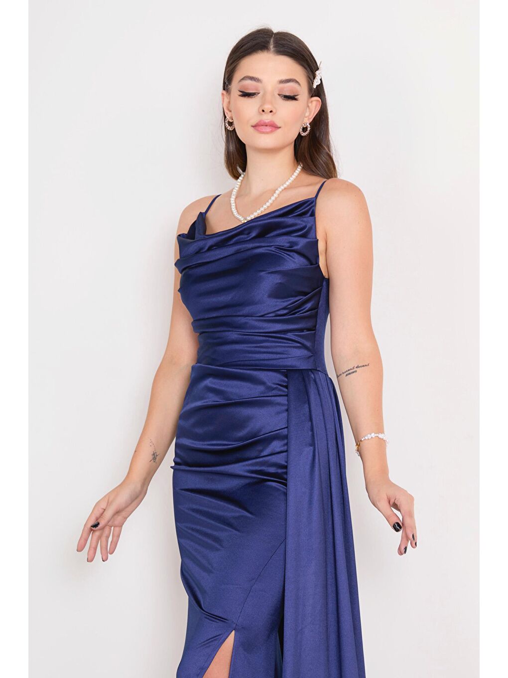 Orta Kadın Lacivert Abiye Elbise - 23149-1