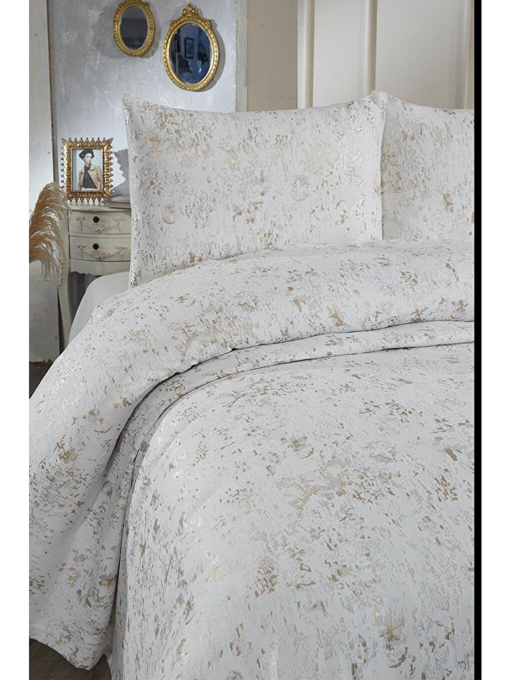 Karışık Slayka Yatak Örtüsü Krem Cappucino-2