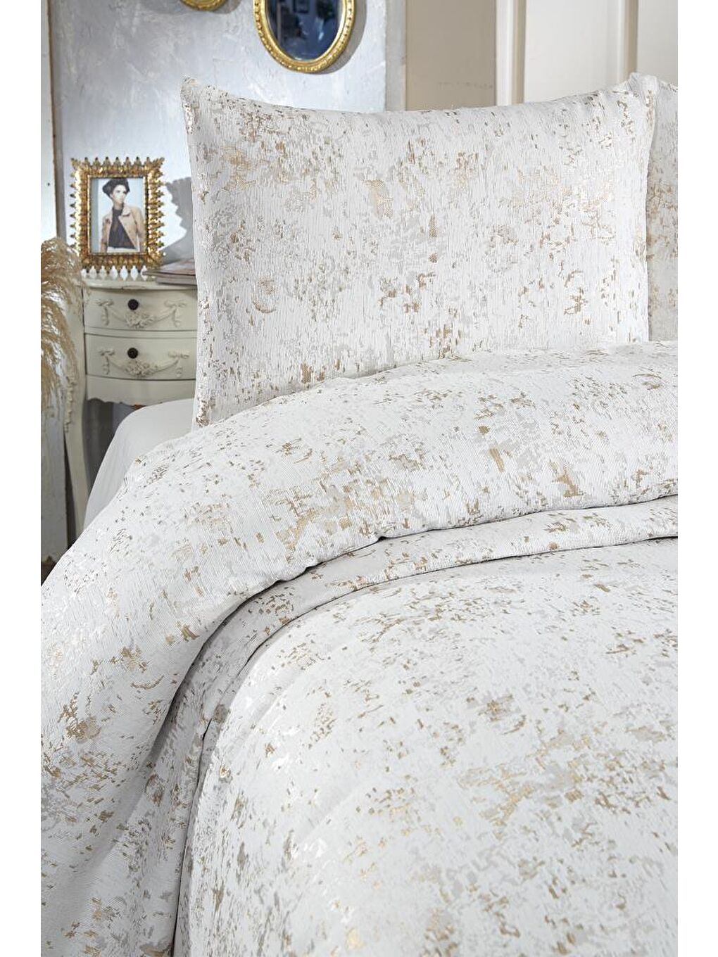 Karışık Slayka Yatak Örtüsü Krem Cappucino-3