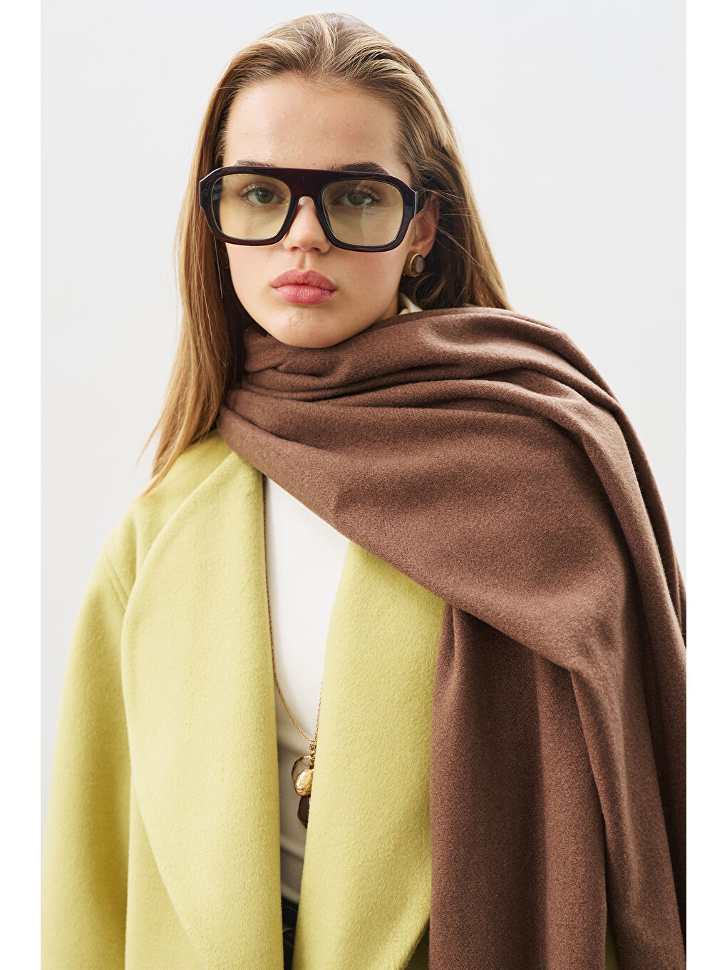 Kaşmir Dokulu Şal Kahverengi-5