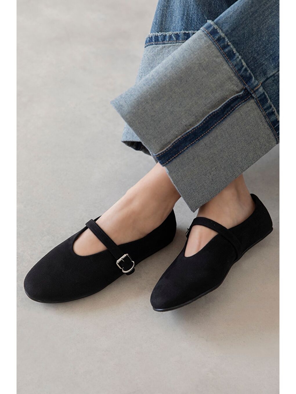 Jun Kadın Süet Babet Siyah