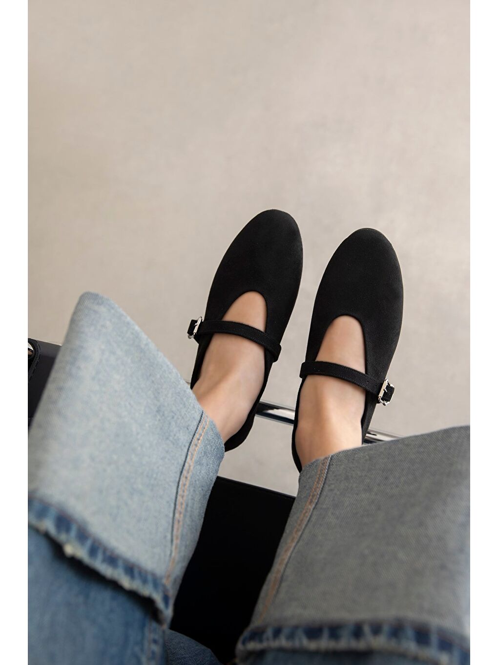 Jun Kadın Süet Babet Siyah-1