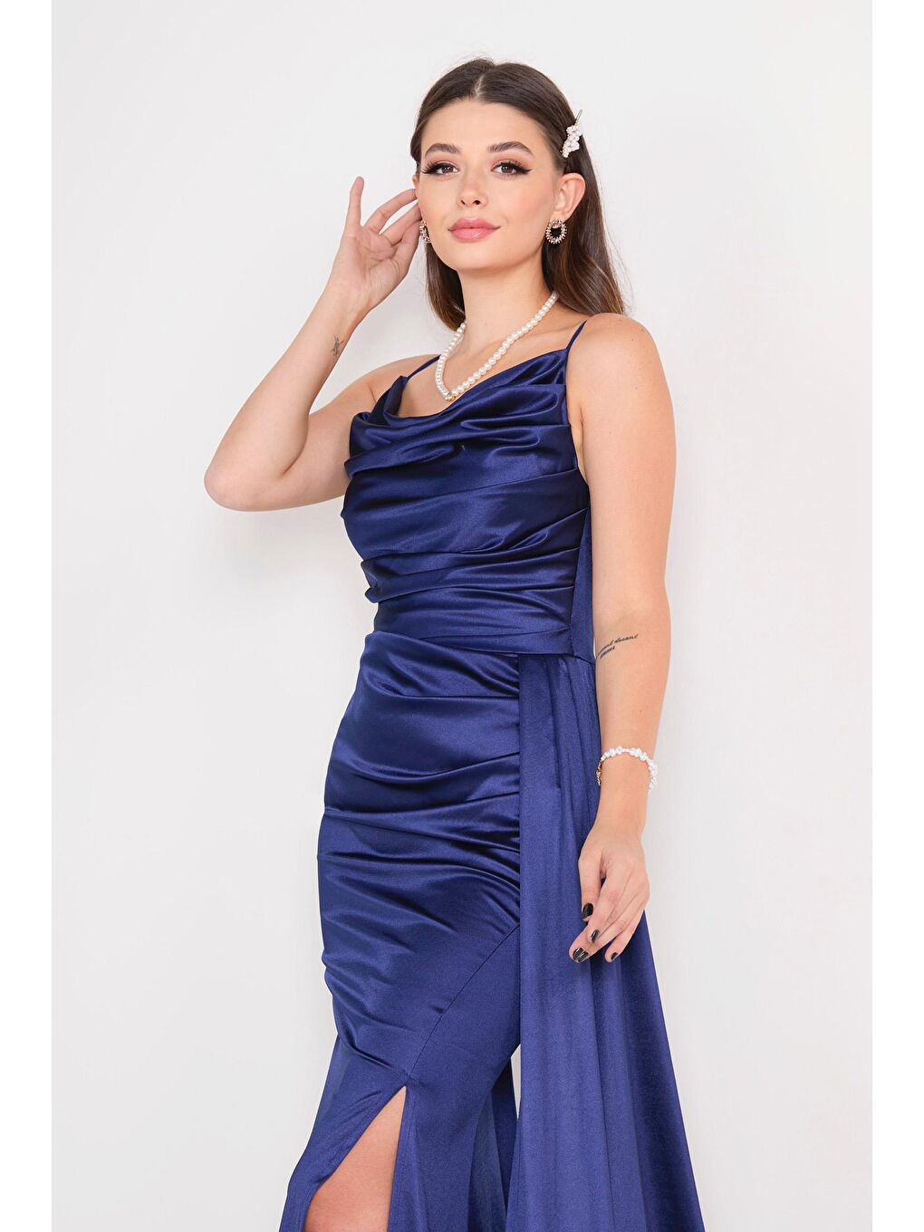 Orta Kadın Lacivert Abiye Elbise - 23149-4