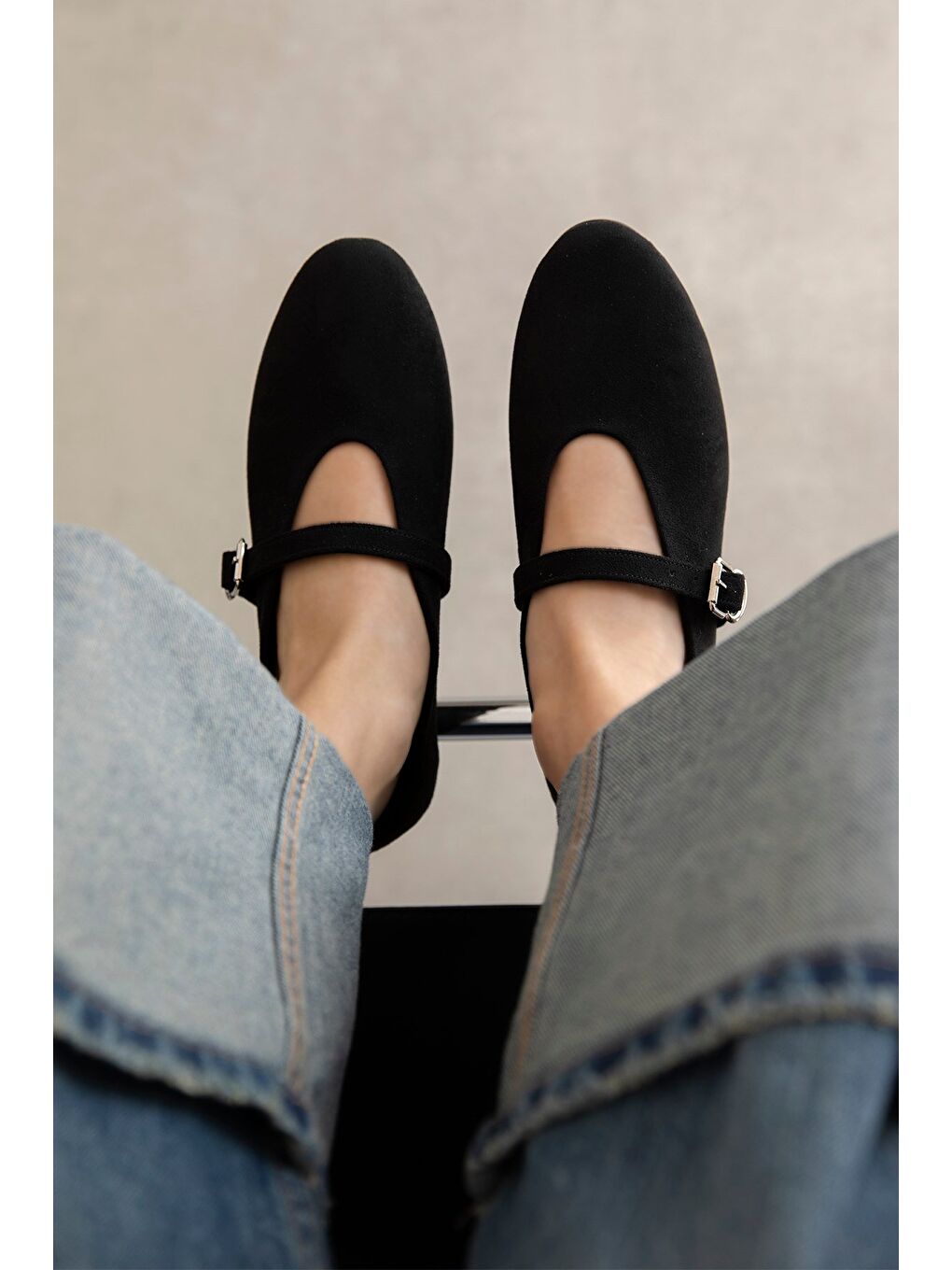 Jun Kadın Süet Babet Siyah-2