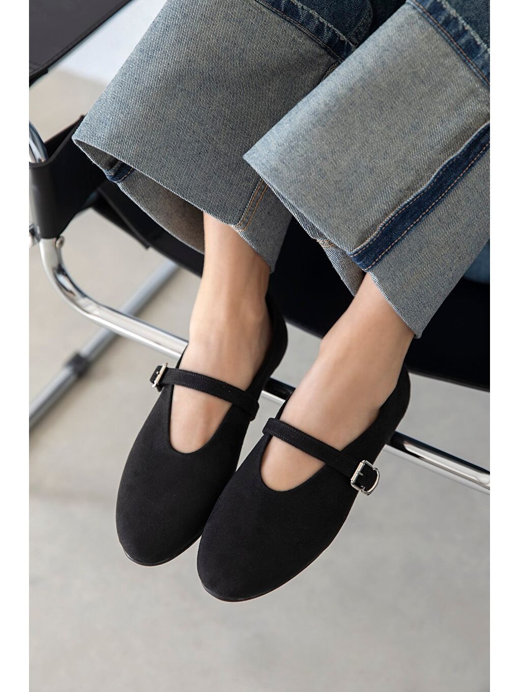 Jun Kadın Süet Babet Siyah-3