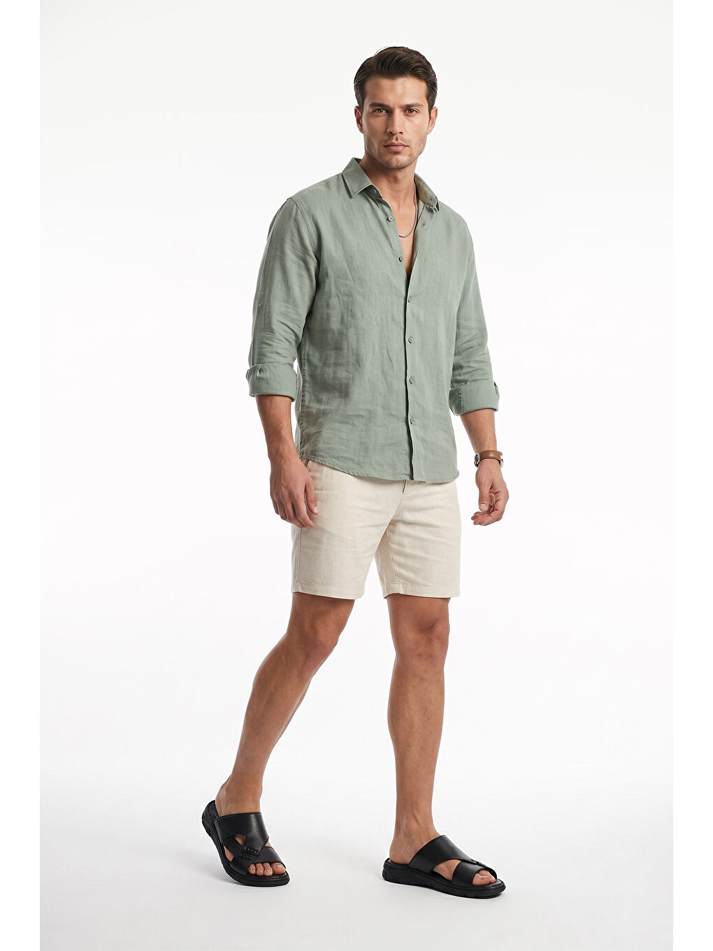 Siyah Erkek SİYAH Hakiki Deri Comfort Terlik-2