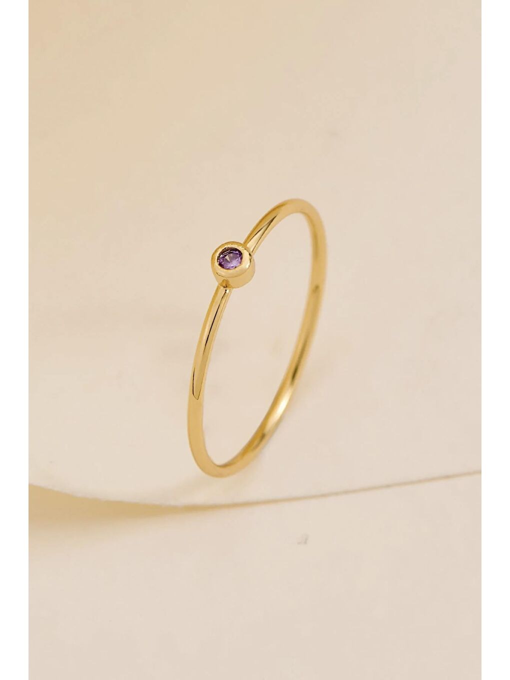 Lila Çelik - 18K Altın Kaplama Minimal Yüzük-1