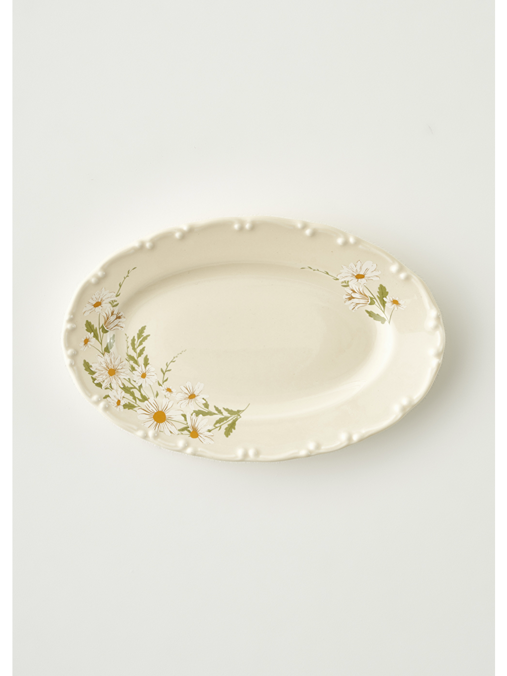 Ekru Daisy Porselen Sunum Tabağı Krem (20 cm)