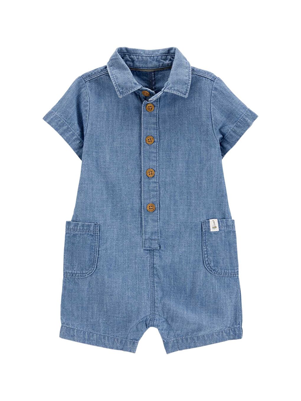 Mavi Erkek Bebek Kısa Tulum